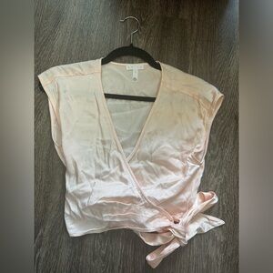 Leith Silky Light Pink Crop Top With Ties